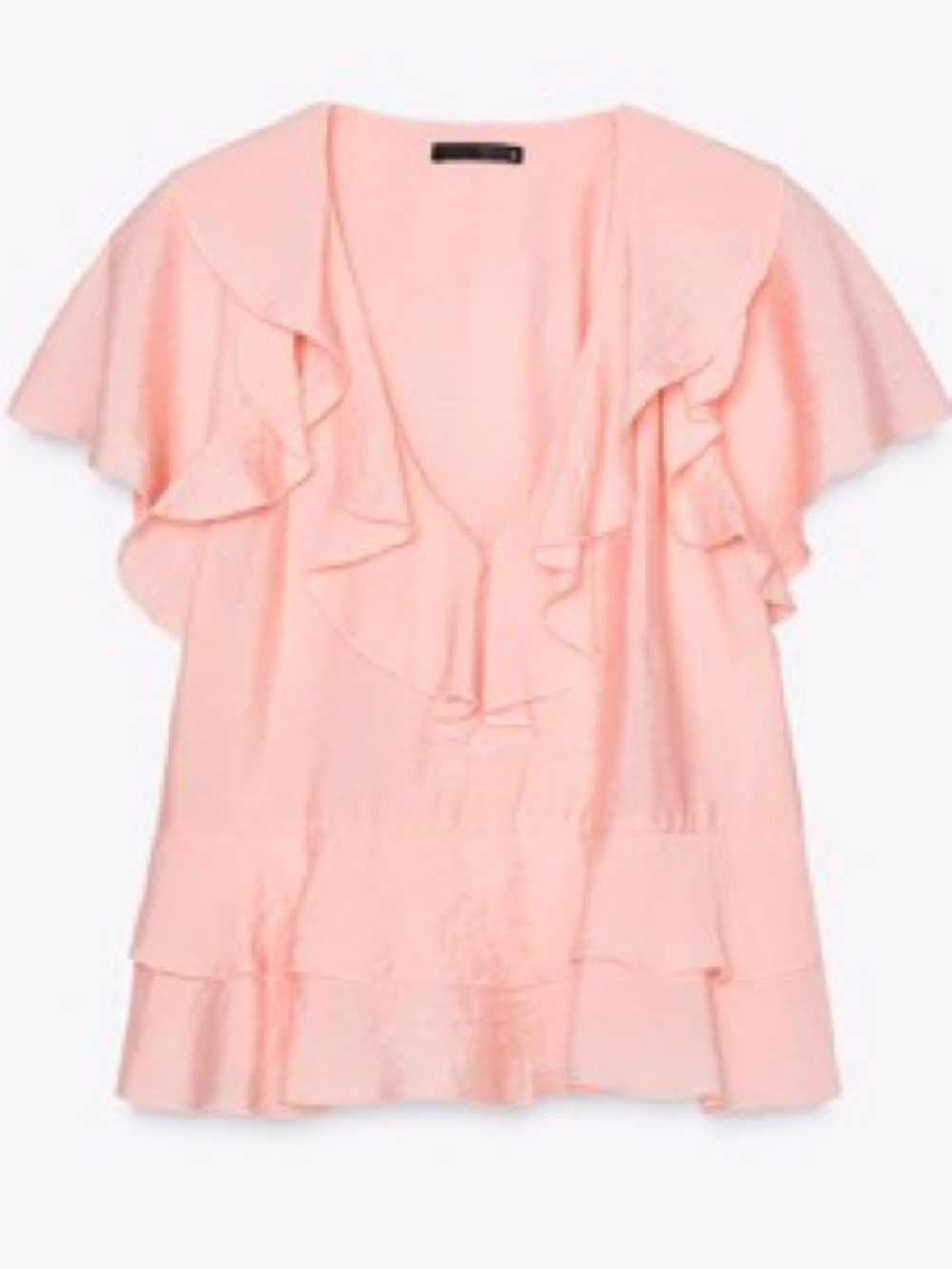 Zara Sexy Ruffled V-Neck Blouse Pink